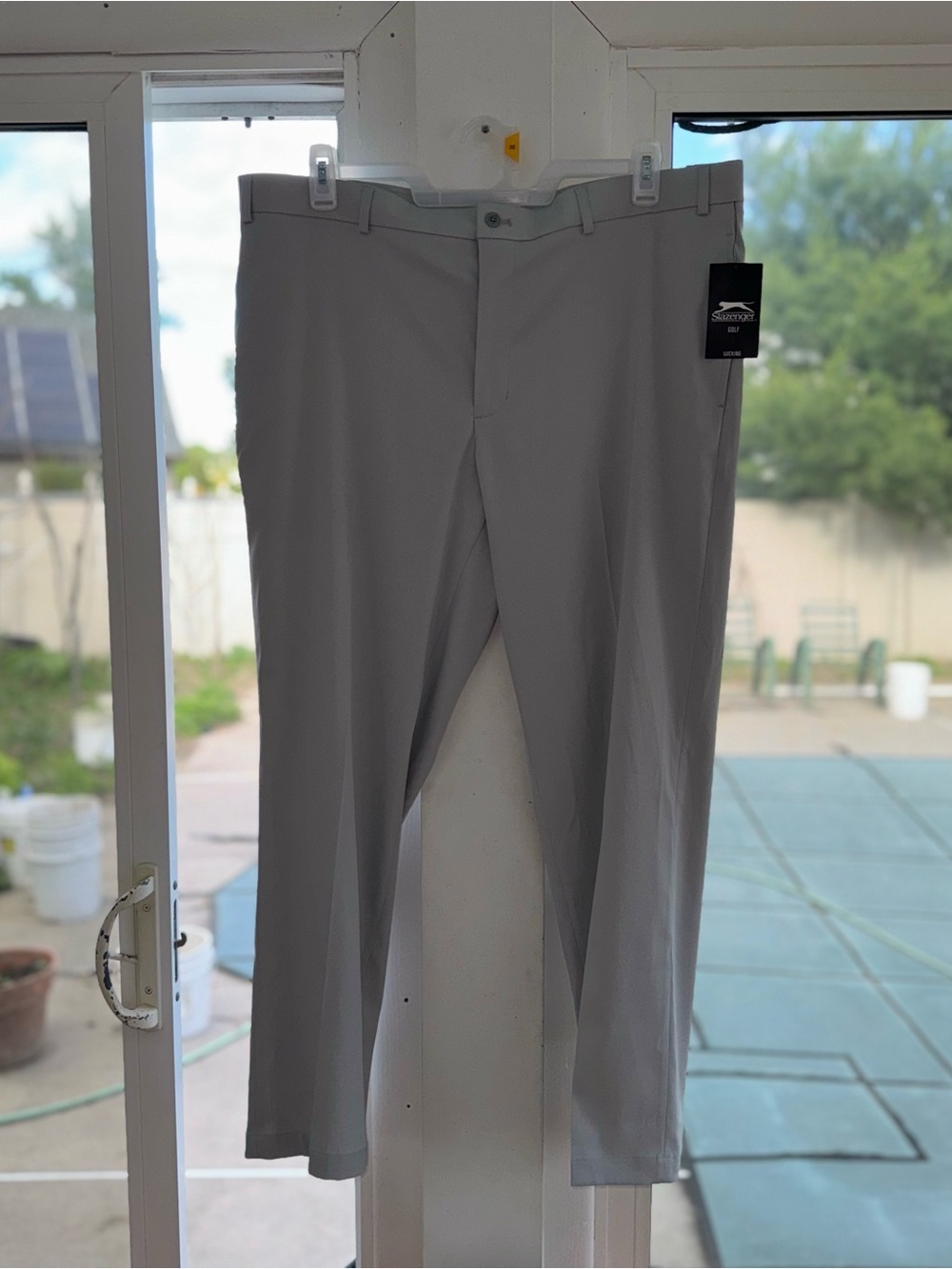 Slazenger Mens 40x30 Core Golf Pants Grey Hi Rise Gray Slacks Wicking MSG15200